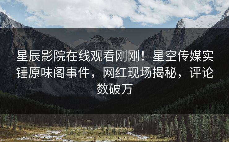 星辰影院在线观看刚刚！星空传媒实锤原味阁事件，网红现场揭秘，评论数破万