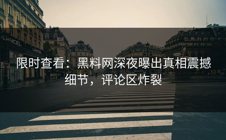 限时查看：黑料网深夜曝出真相震撼细节，评论区炸裂