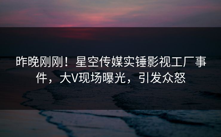 昨晚刚刚！星空传媒实锤影视工厂事件，大V现场曝光，引发众怒