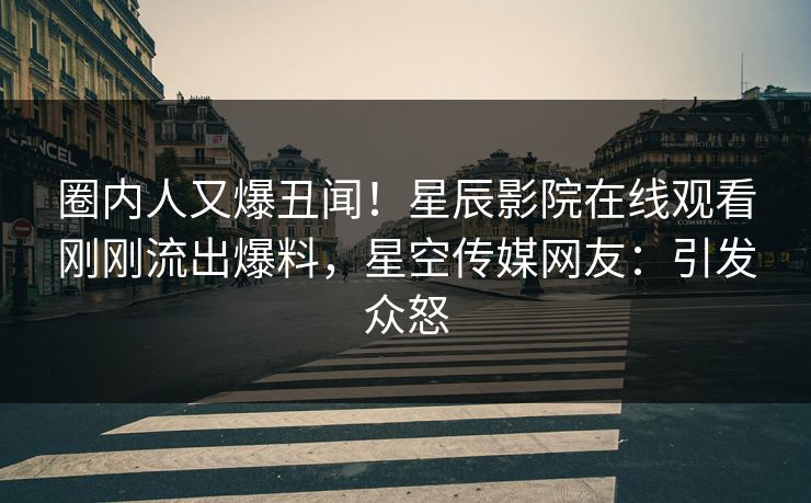 圈内人又爆丑闻！星辰影院在线观看刚刚流出爆料，星空传媒网友：引发众怒