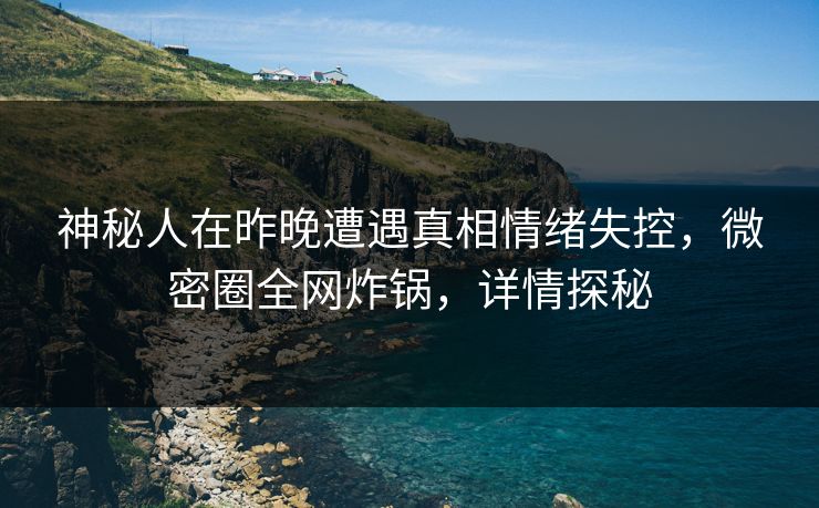 神秘人在昨晚遭遇真相情绪失控，微密圈全网炸锅，详情探秘