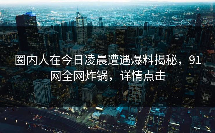 圈内人在今日凌晨遭遇爆料揭秘，91网全网炸锅，详情点击
