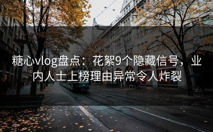 糖心vlog盘点：花絮9个隐藏信号，业内人士上榜理由异常令人炸裂